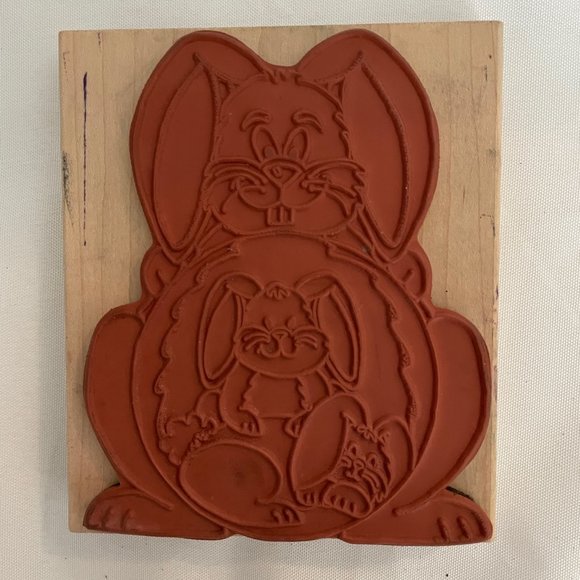 Limited Edition *1997* Vintage Easter Bunny Extra Large Wood Mounted Stamp, Bunn - Picture 2 of 4